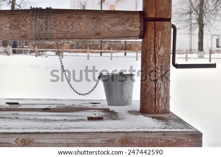 draw-well in a Russian village in winter