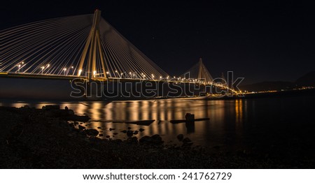Rio-Antirio bridge at night, Greece