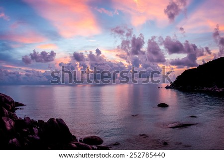 Amazing scenic Sunsets and sunrises at Cristal Bay, Samui, Thailand