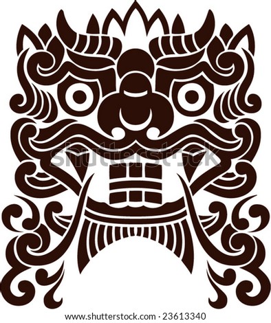 stock vector Vector of Ancient Chinese Traditional Monster lion head 