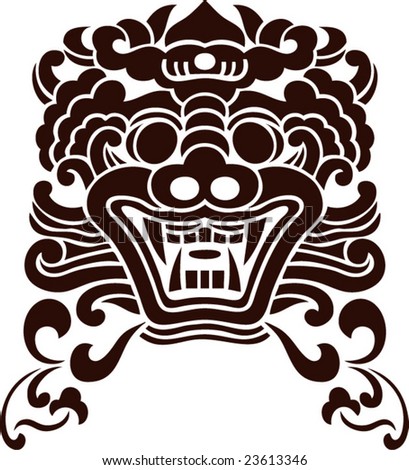 stock vector Vector of Ancient Chinese Traditional Monster lion head 