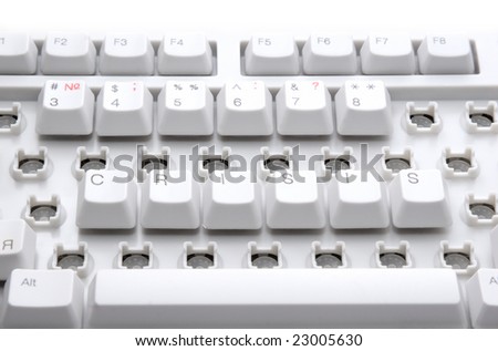 Economic crisis cuts workplaces: sign on broken keyboard