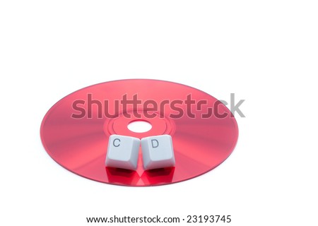 CD disk isolated and CD letters on keyboard keys