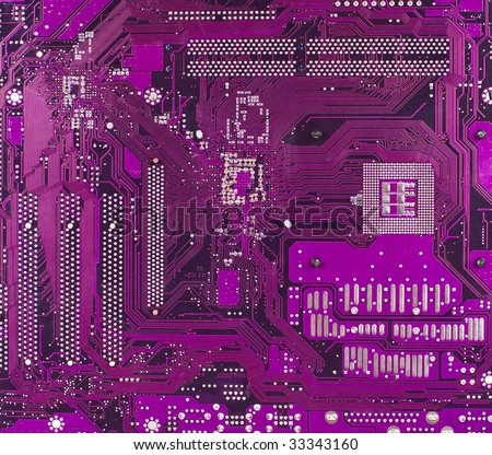 Technology: violet motherboard surface. No logos or brandnames