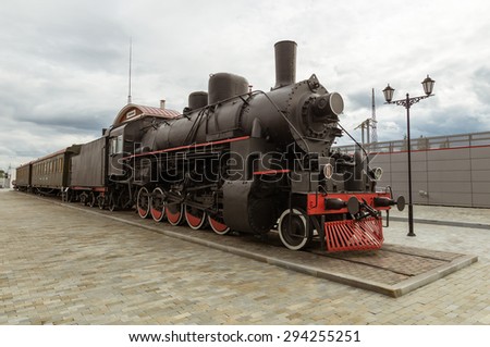 Steam locomotive an exhibit of a historical museum, Ekaterinburg, Russia, 7/5/2015 year