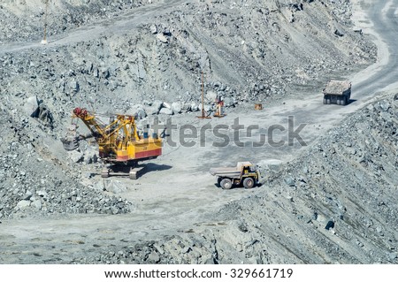 quarry for extraction of minerals, the town of Asbest, Russia, Ural, 26.04.2015 year.