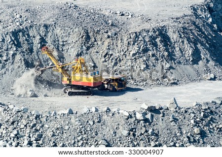 quarry for extraction of minerals, the town of Asbest, Russia, Ural, 31.03.2015 year