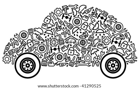  Parts Logo on Cars Spare Parts And Service Icons In Form Of Car Stock Vector