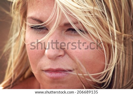 full frame portrait of attractive woman with soft light filter