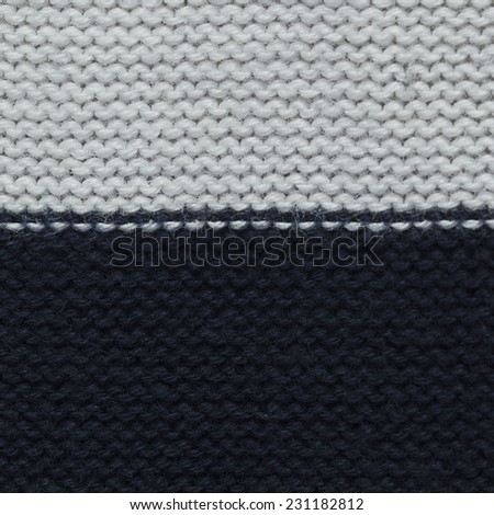 It is White and Navy Blue knitting wool texture for pattern and background.