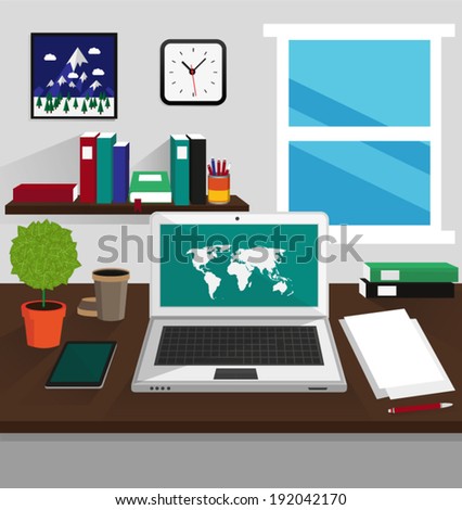 Vector art creative office workplace Vector art creative office workplace