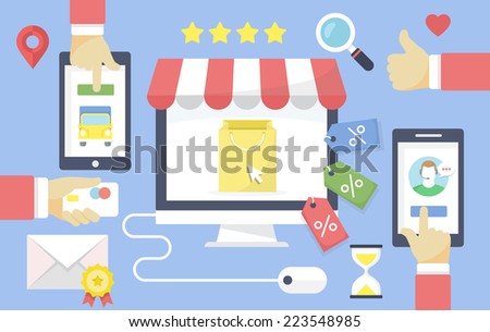 Online shopping vector flat design concept Online shopping vector flat design concept