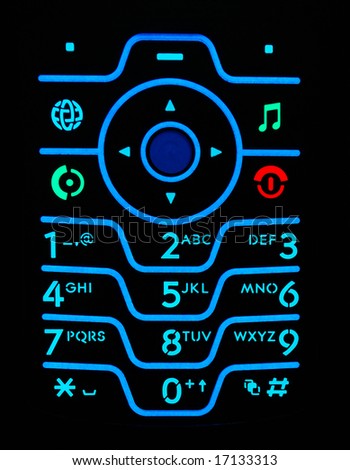 magnificent keypad of cell phone in dark