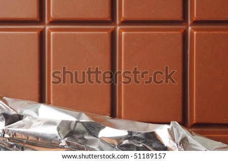 closeup of chocolate with foil wrapping