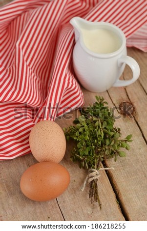Eggs, milk and herbs