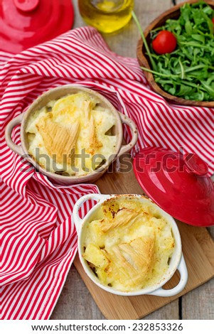 French traditional potato, ham and cheese meal Tartiflette