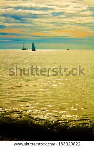 The sailboat, The enjoy activity in summer