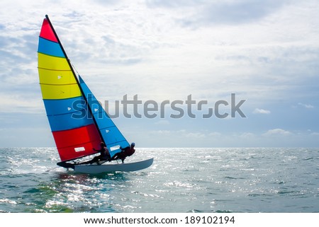The sailboat, The enjoy activity in summer