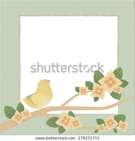Postcard with bird and blooming branch