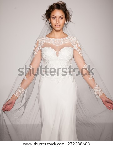 New York, USA - April 19, 2015: Maggie Sottero Runway at The Knot Couture Show for Bridal Fashion Week for Fall 2015