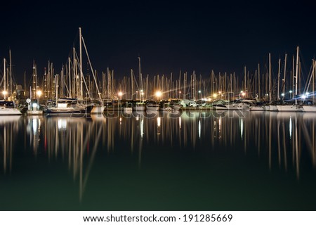 yachts at Majorca at night