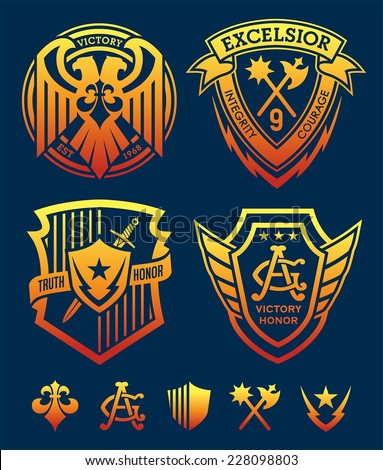 Shield crest emblem set Shield crest emblem set