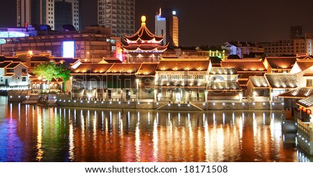 old chinese building night view