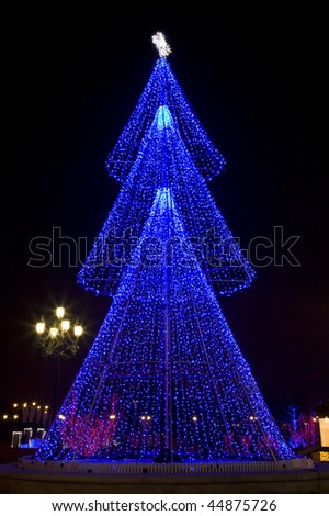 blue lighting  illumination of  holiday  decoration
