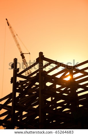 Construction Site silhouette at sunset