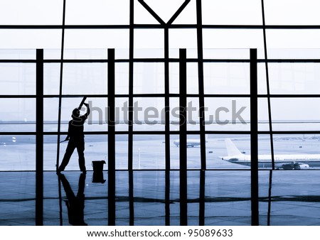 cleaning windows at the airport cleaning windows at the airport