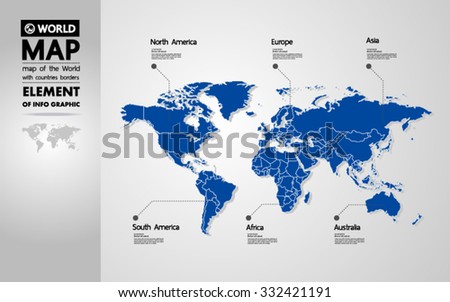 map of the World with countries borders new generation vector