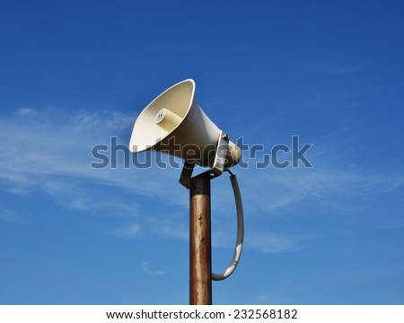 vintage horn speaker for public relations and bluesky background