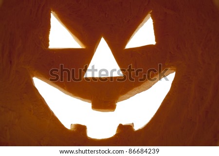 Halloween pumpkin seen from inside as  background