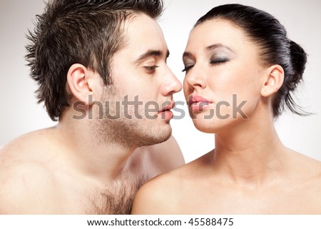 Naked Man and Woman on white background