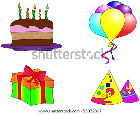 Birthday Cake And Balloons. irthday cake, alloons,