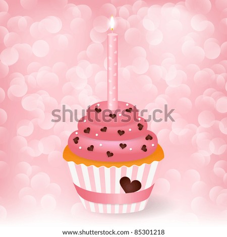 stock vector Vector wedding greeting card with cupcake