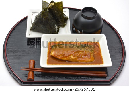 Fish stew with traditional mackerel and fermented soybean paste/Mackerel dish boiled in miso