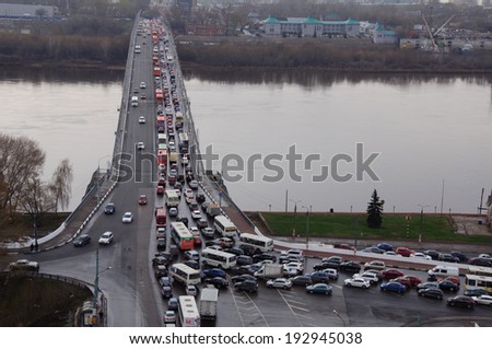 Traffic jam in Nizhny Novgorod city, Russia