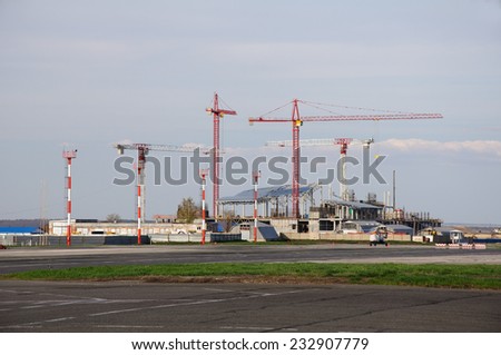 building of new international airport in Russia. Spring 2014. General view