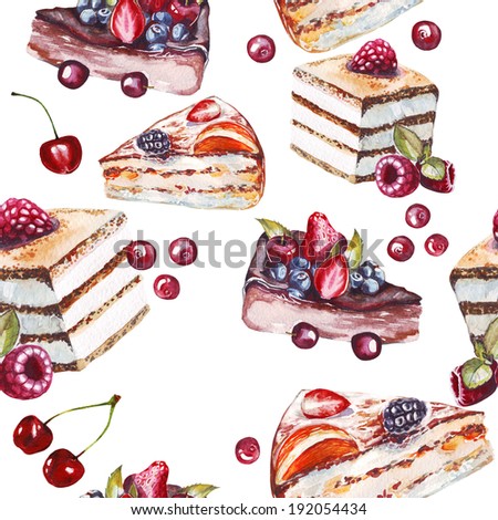 Seamless pattern of pieces of berry pies