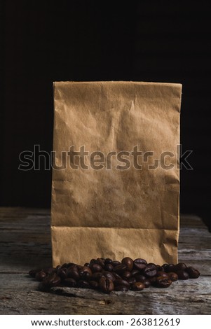 Coffee beans and empty package eco bag