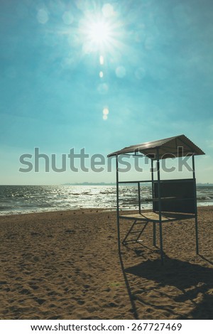 Lifeguard hut on an empty beach