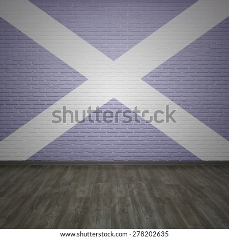 Scotland flag on brick wall background