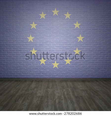 European Union flag on brick wall background