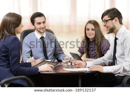Business people having board meeting at office