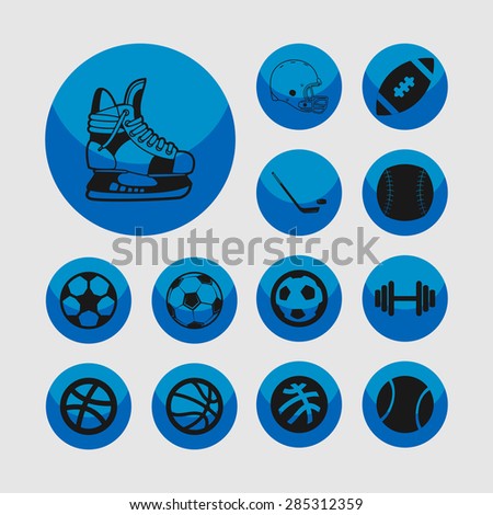 sport balls hockey icon set