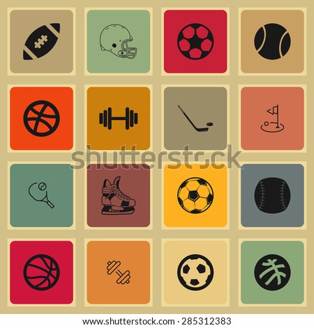 sport balls hockey icon set