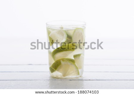 Lime in glass of water