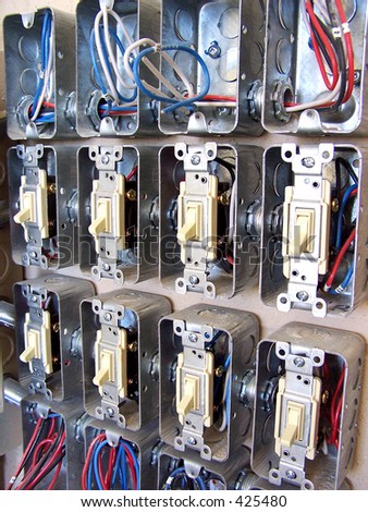 Bank of electrical switch boxes
