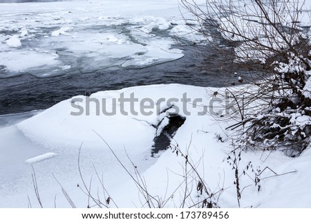 winter river under ice